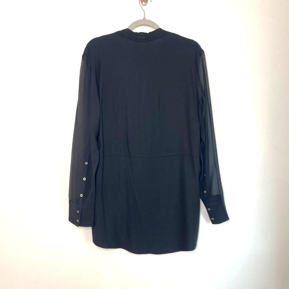 Helmut Lang Womens Wool Silk Button Up Sheer Tuni… - image 3